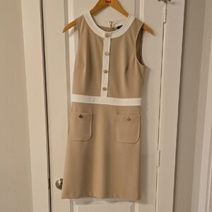 Tommy Hilfiger Beige and White Mini Dress